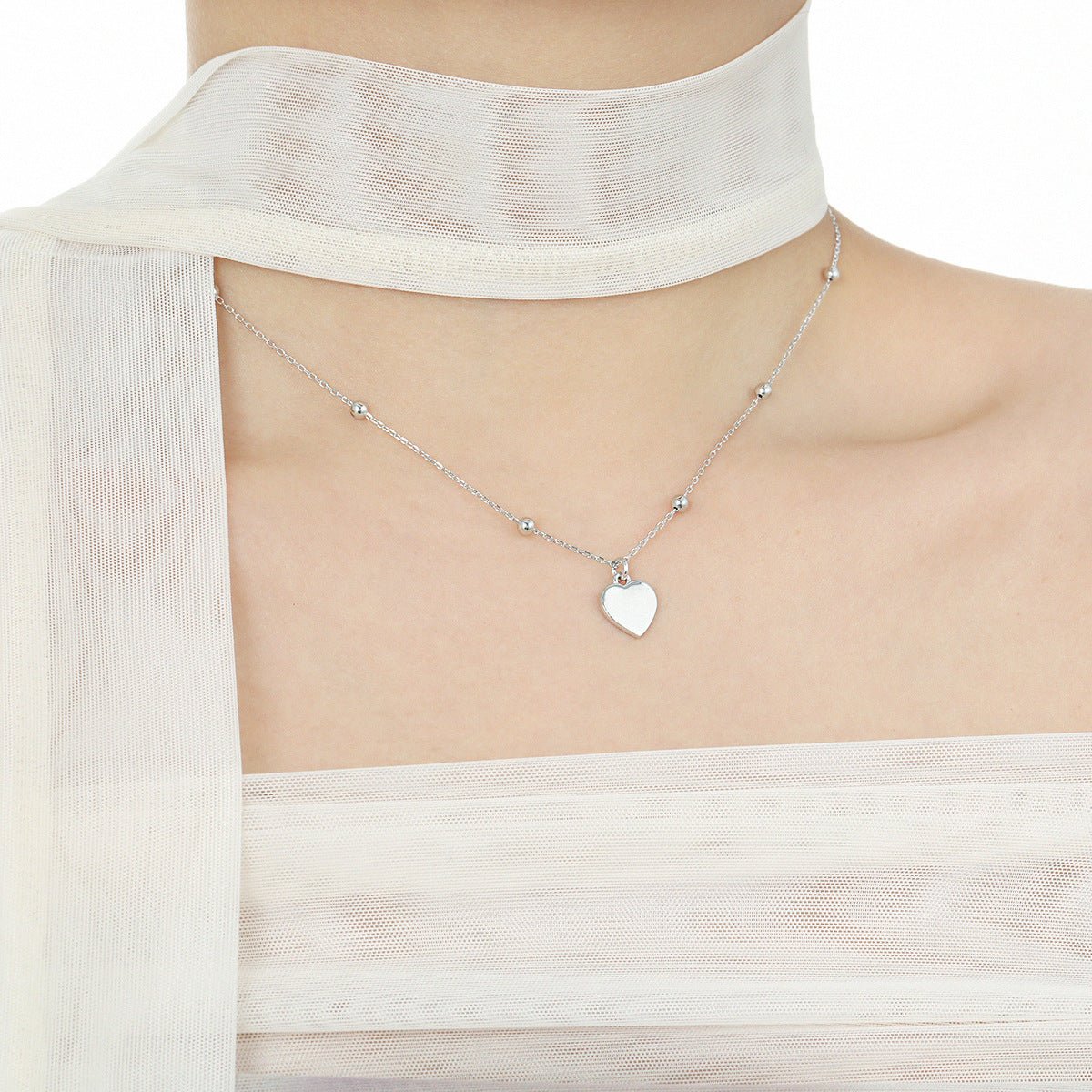 Girl Gift Simple Smoot Heart 925 Sterling Silver Necklace - KIAHMILLA