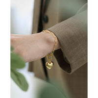 Girl Hollow Chain Heart 925 Sterling Silver Bracelet - KIAHMILLA