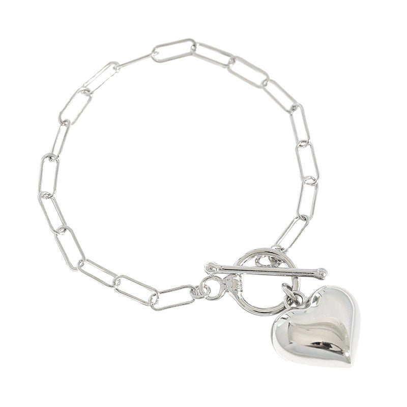 Girl Hollow Chain Heart 925 Sterling Silver Bracelet - KIAHMILLA
