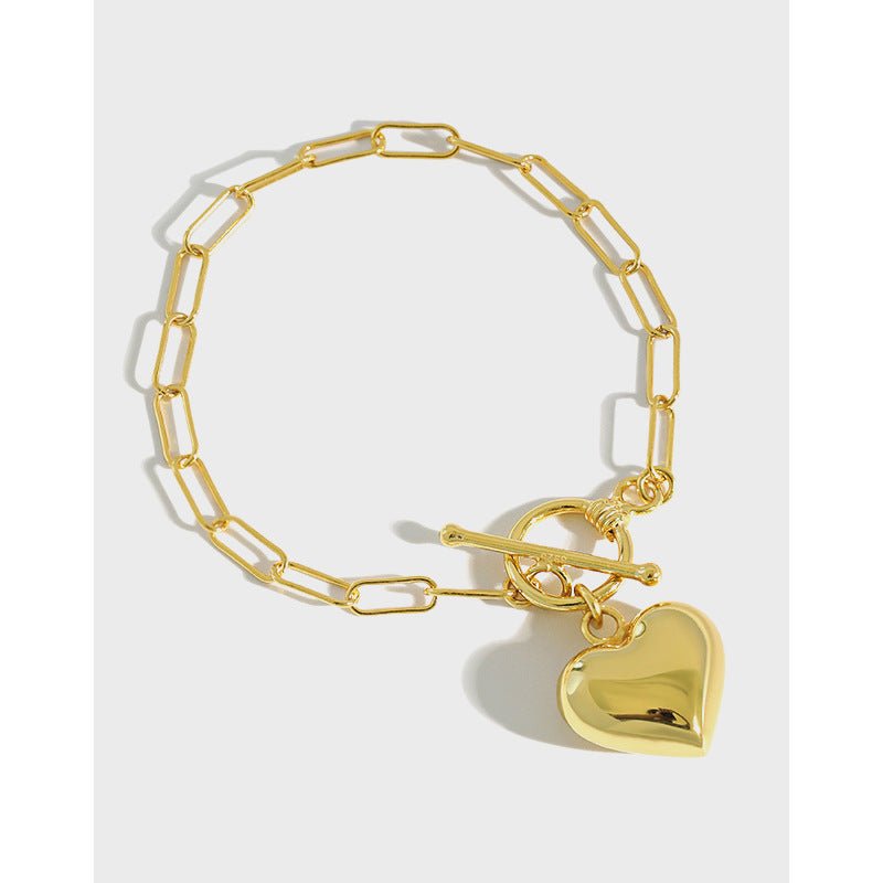 Girl Hollow Chain Heart 925 Sterling Silver Bracelet - KIAHMILLA