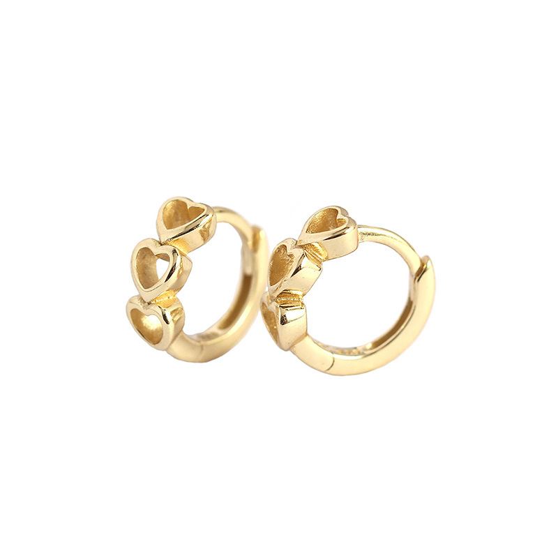Girl Hollow Love Heart 925 Sterling Silver Huggie Hoop Earrings - KIAHMILLA