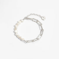 Girl Irregular Hollow Chain Natural Pearl 925 Sterling Silver Bracelet - KIAHMILLA