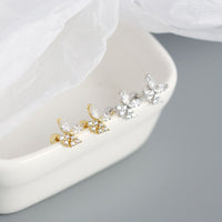Girl Mini Shining CZ Butterfly 925 Sterling Silver Stud Earrings - KIAHMILLA