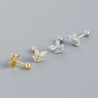 Girl Mini Shining CZ Butterfly 925 Sterling Silver Stud Earrings - KIAHMILLA