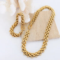 Gold Chain Link Jewelry Set with Necklace and Bracelet - Coolpeacock