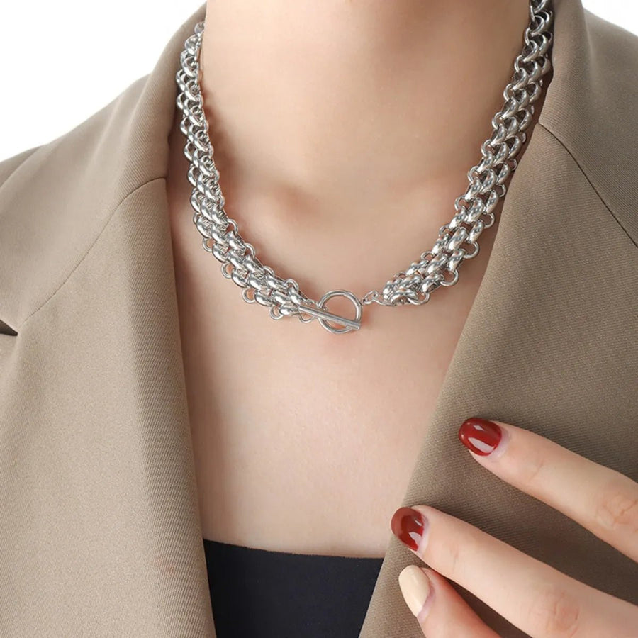 Gold Chain Link Jewelry Set with Necklace and Bracelet - Coolpeacock