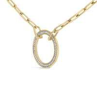 Gold Vermeil 1/10 Cttw Diamond Paperclip Chain Circle Pendant Necklace - KIAHMILLA