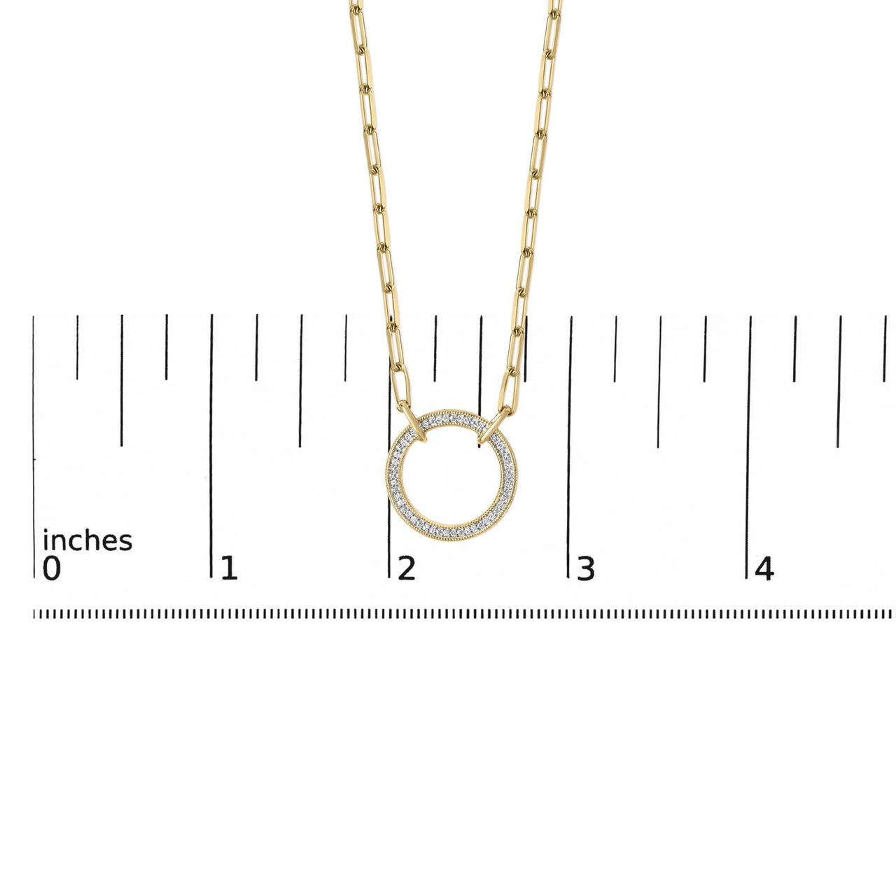 Gold Vermeil 1/10 Cttw Diamond Paperclip Chain Circle Pendant Necklace - KIAHMILLA