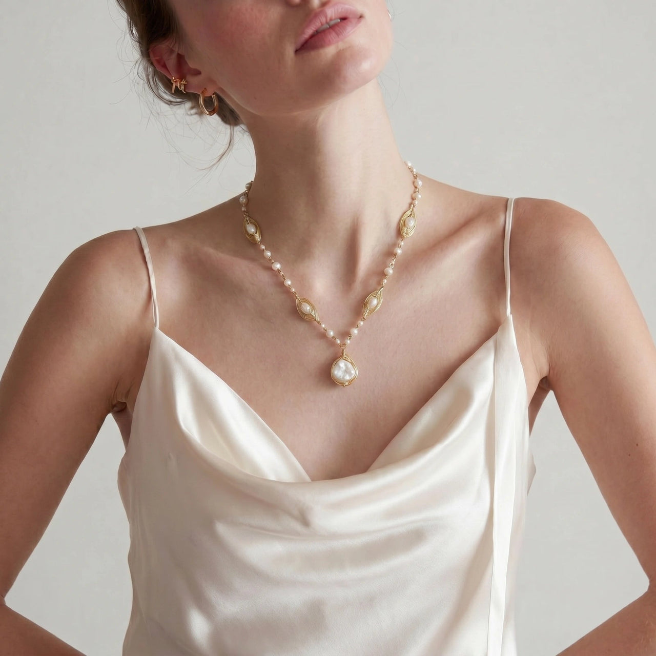 Golden Leaf Baroque Necklace by KIAHMILLA - KIAHMILLA