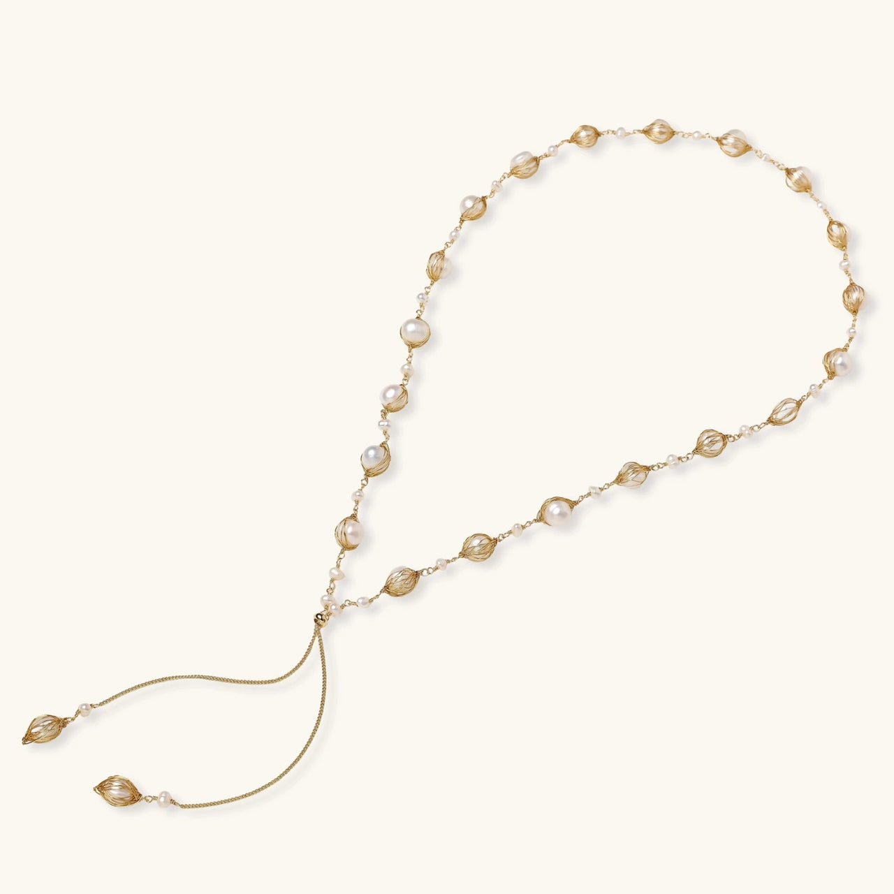 Golden Pearl Lariat by KIAHMILLA - KIAHMILLA