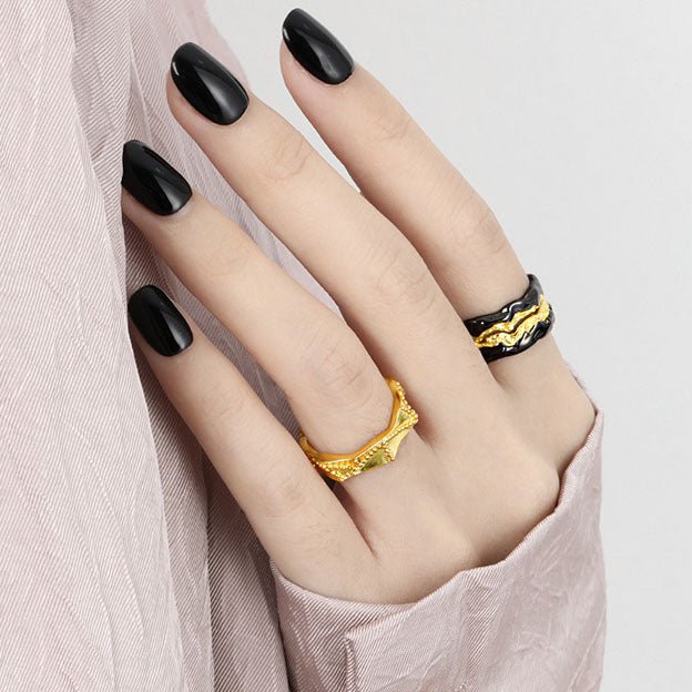 Graduation Beads Pattern Wave 925 Sterling Silver Adjustable Ring - KIAHMILLA