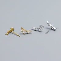 Graduation CZ Olive Leaves Branch 925 Sterling Silver Stud Earrings - KIAHMILLA