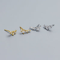 Graduation CZ Olive Leaves Branch 925 Sterling Silver Stud Earrings - KIAHMILLA