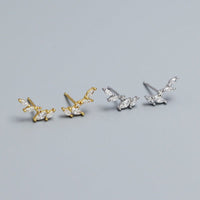 Graduation CZ Olive Leaves Branch 925 Sterling Silver Stud Earrings - KIAHMILLA