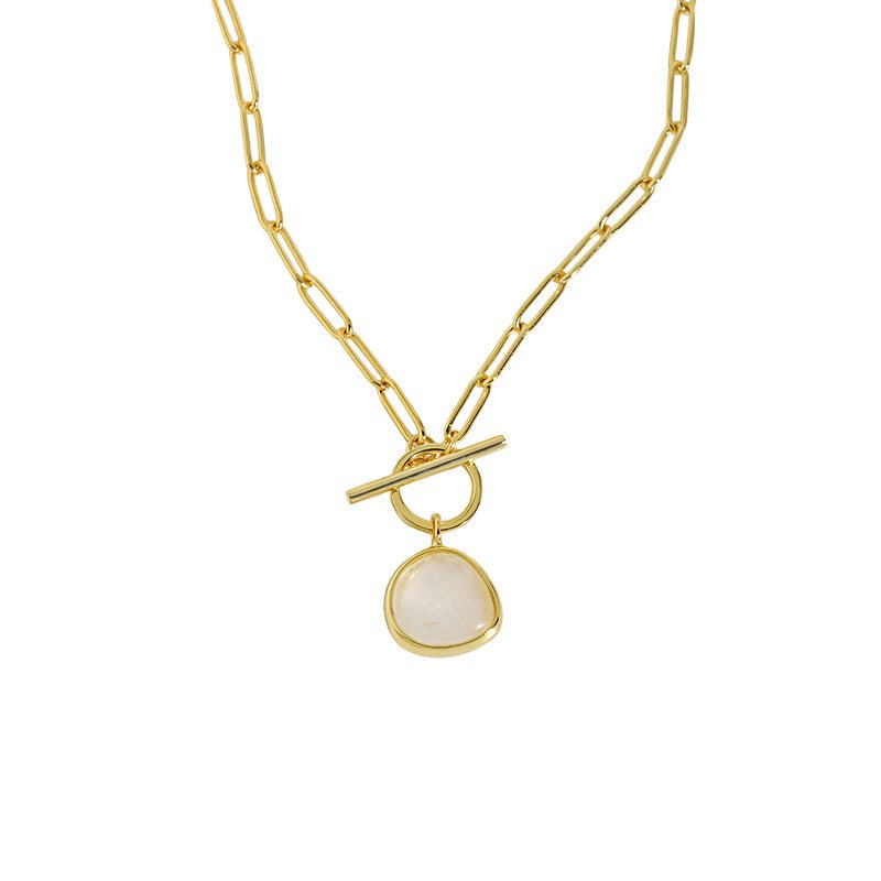 Graduation Round Natural Crystal OT Hollow Chain 925 Sterling Silver Necklace - KIAHMILLA