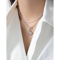 Graduation Round Natural Crystal OT Hollow Chain 925 Sterling Silver Necklace - KIAHMILLA