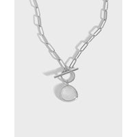 Graduation Round Natural Crystal OT Hollow Chain 925 Sterling Silver Necklace - KIAHMILLA