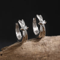 Graduation Simple CZ Shining Star 925 Sterling Silver Hoop Earrings - KIAHMILLA