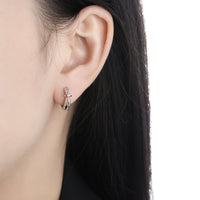 Graduation Simple CZ Shining Star 925 Sterling Silver Hoop Earrings - KIAHMILLA