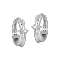Graduation Simple CZ Shining Star 925 Sterling Silver Hoop Earrings - KIAHMILLA