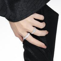 Hammered Texture Cubic Zirconia Adjustable Open Ring for Women with 925 Sterling Silver and 18K Gold Plating, Unique Minimalist Style for Anniversary, Birthday, Party, or Casual Wear - KIAHMILLA