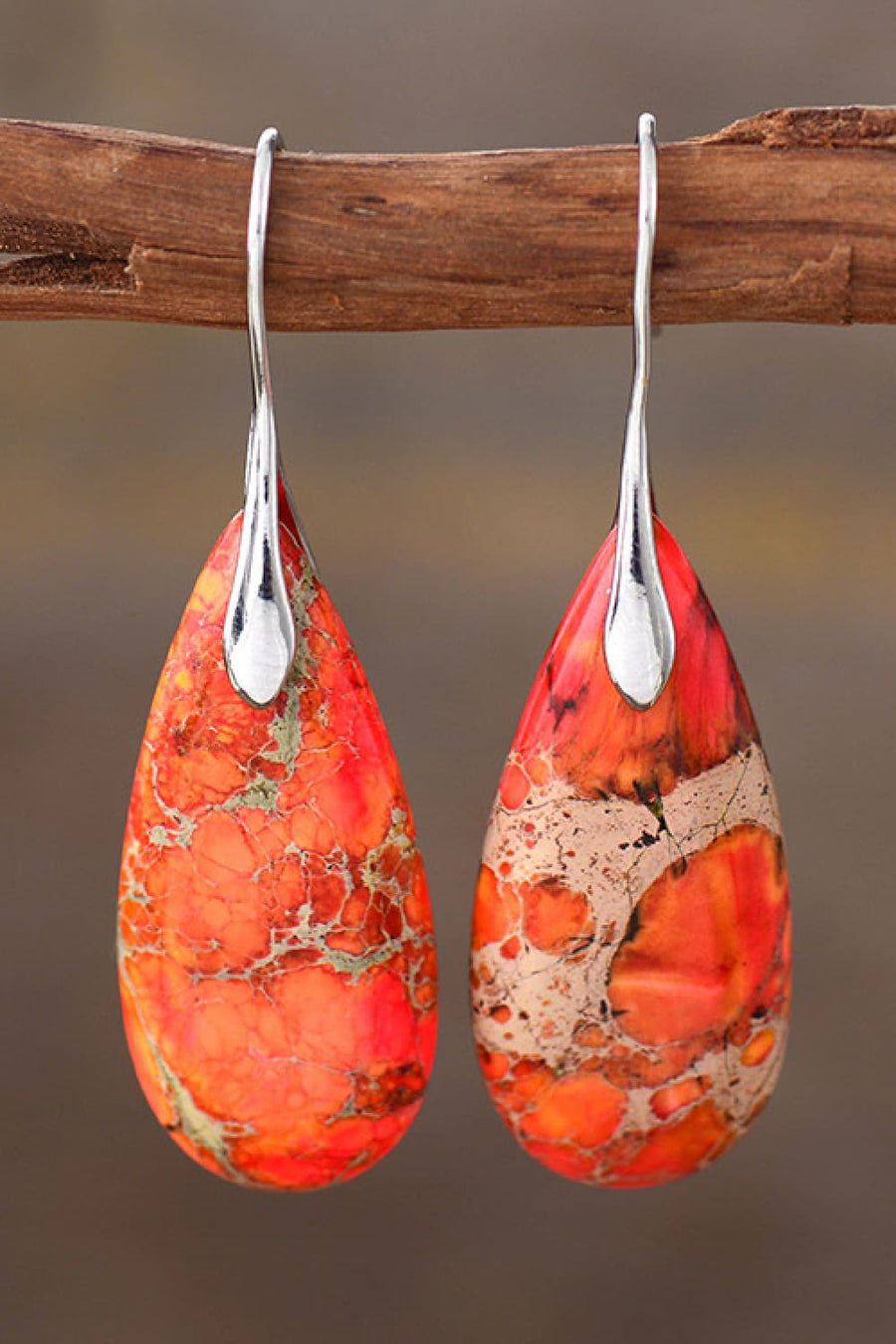 Handmade Teardrop Shape Natural Stone Dangle Earrings - Coolpeacock