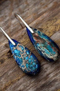 Handmade Teardrop Shape Natural Stone Dangle Earrings - Coolpeacock