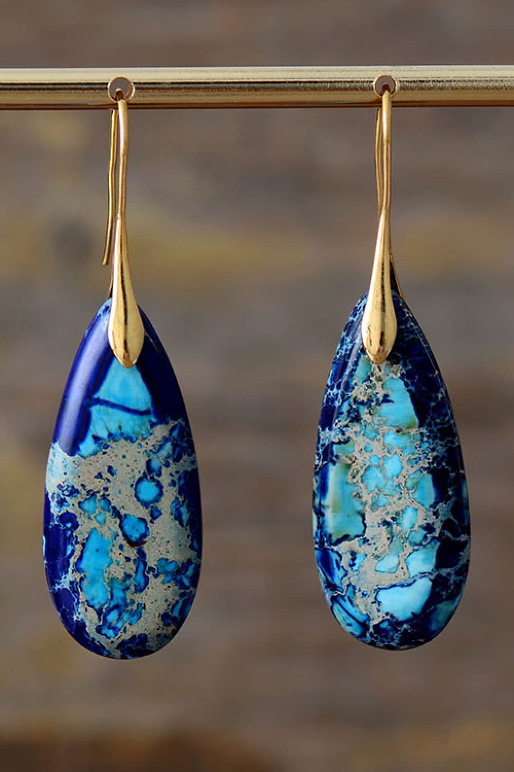 Handmade Teardrop Shape Natural Stone Dangle Earrings - Coolpeacock