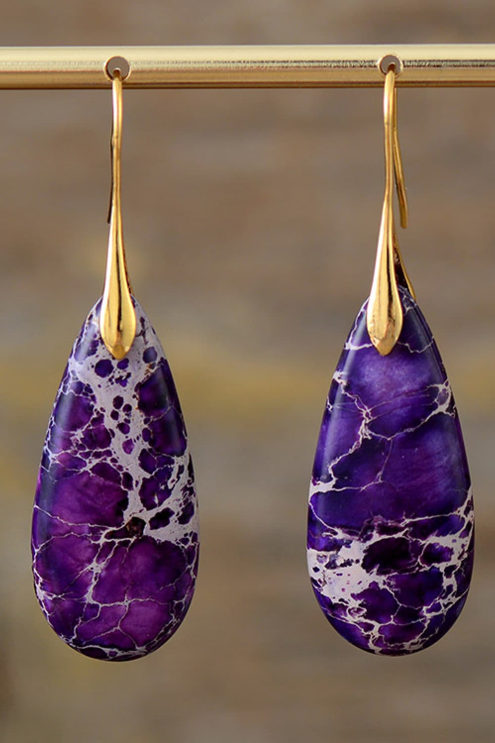 Handmade Teardrop Shape Natural Stone Dangle Earrings - Coolpeacock