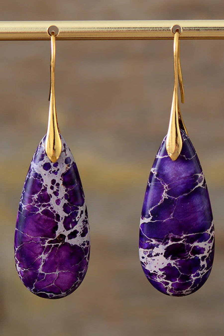 Handmade Teardrop Shape Natural Stone Dangle Earrings - Coolpeacock
