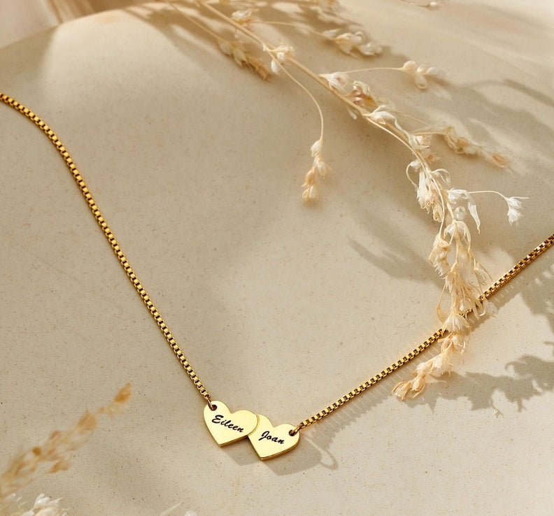 Heart-shaped interlocking custom name necklace - KIAHMILLA
