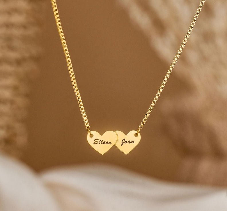 Heart-shaped interlocking custom name necklace - KIAHMILLA