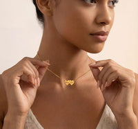 Heart-shaped interlocking custom name necklace - KIAHMILLA