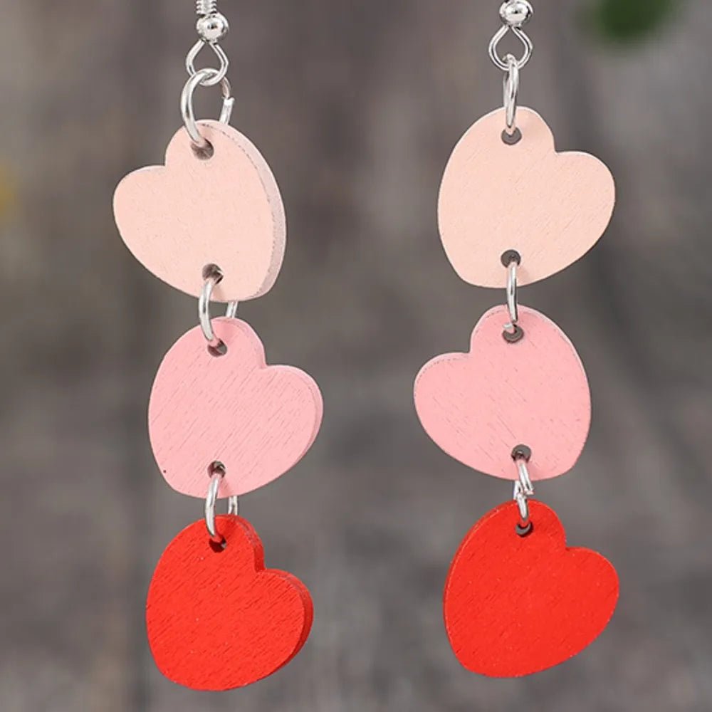 Heart Wood Dangle Earrings - Coolpeacock