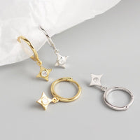 Holiday CZ Geometry Rhombus 925 Sterling Silver Earring Buckles - KIAHMILLA