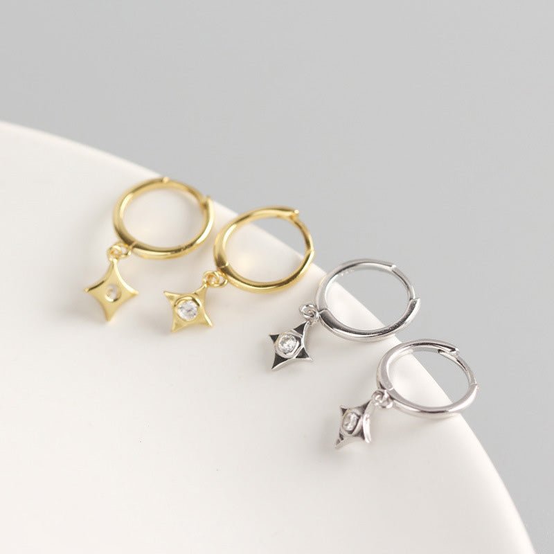 Holiday CZ Geometry Rhombus 925 Sterling Silver Earring Buckles - KIAHMILLA