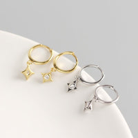 Holiday CZ Geometry Rhombus 925 Sterling Silver Earring Buckles - KIAHMILLA