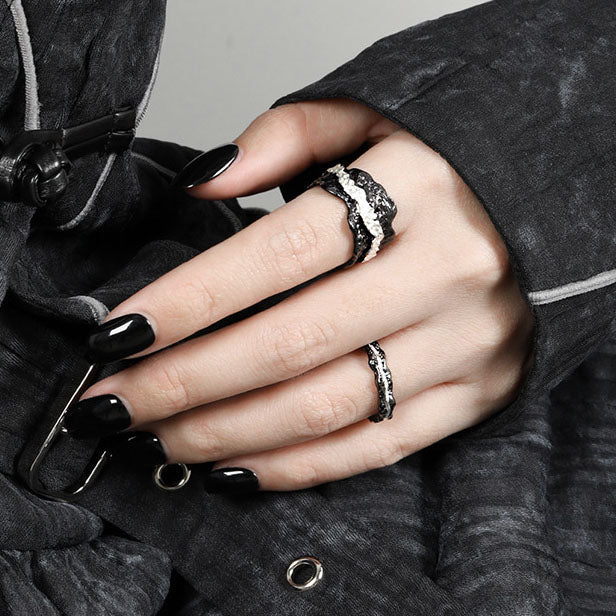 Holiday Irregular River 925 Sterling Silver Adjustable Ring - KIAHMILLA