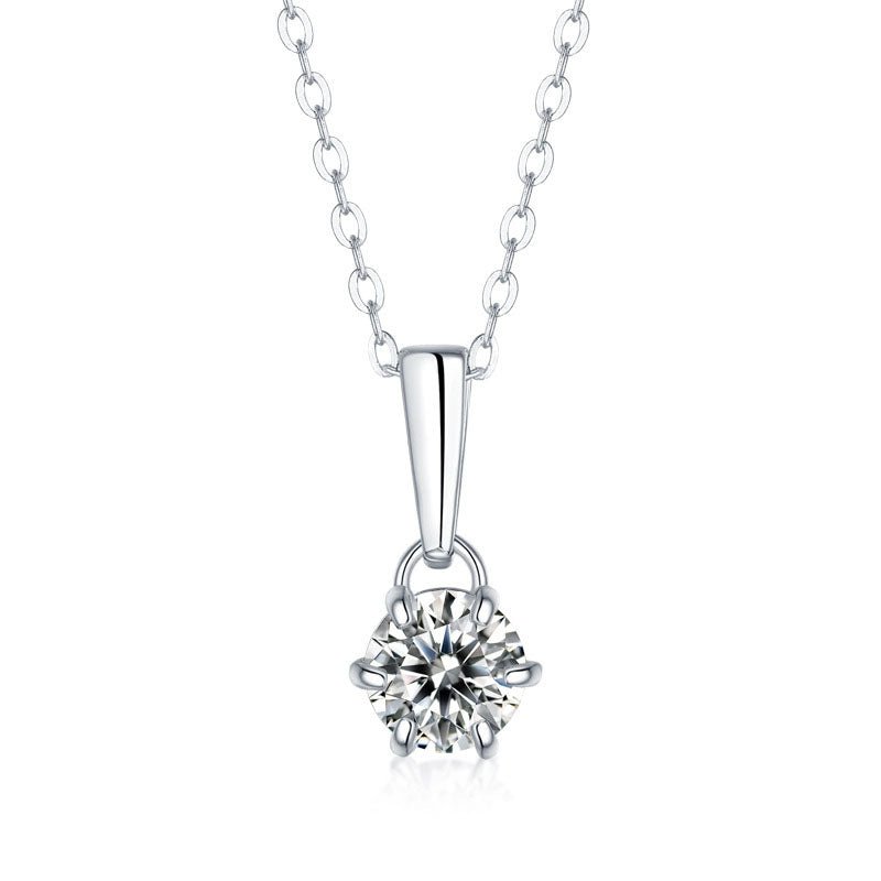 Holiday Moissanite CZ Waterdrop Round Flower 925 Sterling Silver Necklace - KIAHMILLA