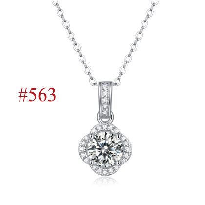 Holiday Moissanite CZ Waterdrop Round Flower 925 Sterling Silver Necklace - KIAHMILLA