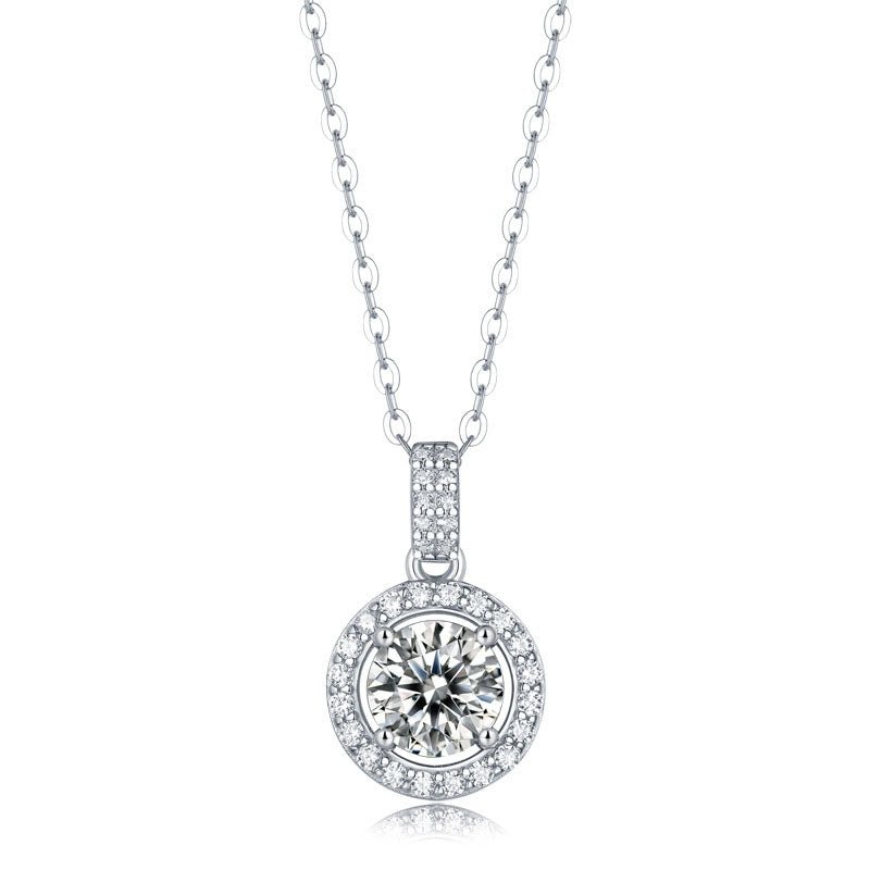 Holiday Moissanite CZ Waterdrop Round Flower 925 Sterling Silver Necklace - KIAHMILLA