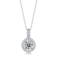 Holiday Moissanite CZ Waterdrop Round Flower 925 Sterling Silver Necklace - KIAHMILLA