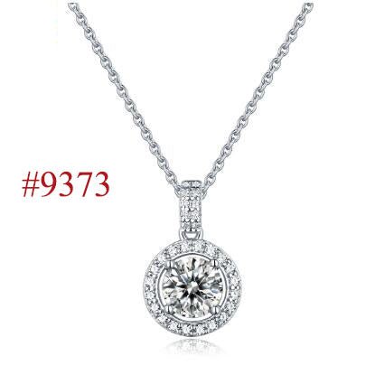 Holiday Moissanite CZ Waterdrop Round Flower 925 Sterling Silver Necklace - KIAHMILLA