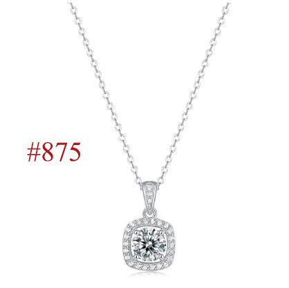 Holiday Moissanite CZ Waterdrop Round Flower 925 Sterling Silver Necklace - KIAHMILLA