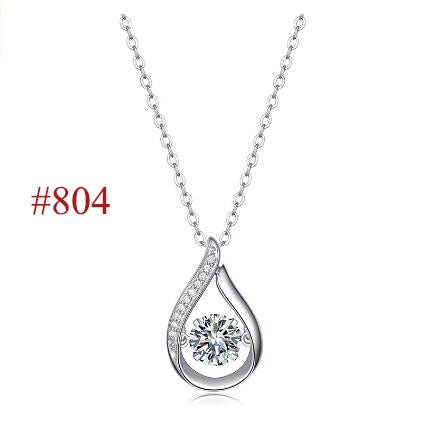 Holiday Moissanite CZ Waterdrop Round Flower 925 Sterling Silver Necklace - KIAHMILLA