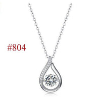 Holiday Moissanite CZ Waterdrop Round Flower 925 Sterling Silver Necklace - KIAHMILLA