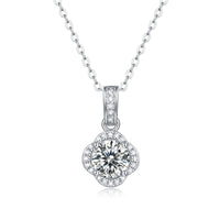 Holiday Moissanite CZ Waterdrop Round Flower 925 Sterling Silver Necklace - KIAHMILLA