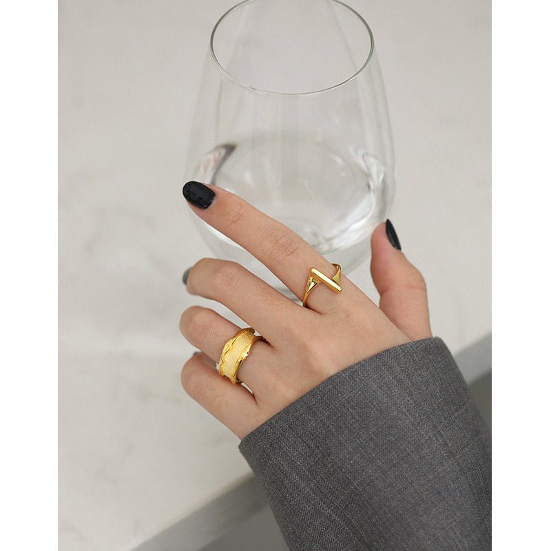 Holiday One Strip Simple 925 Sterling Silver Adjustable Ring - KIAHMILLA