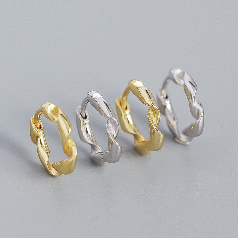 Holiday Twisted Circle 925 Sterling Silver Huggie Hoop Earrings - KIAHMILLA
