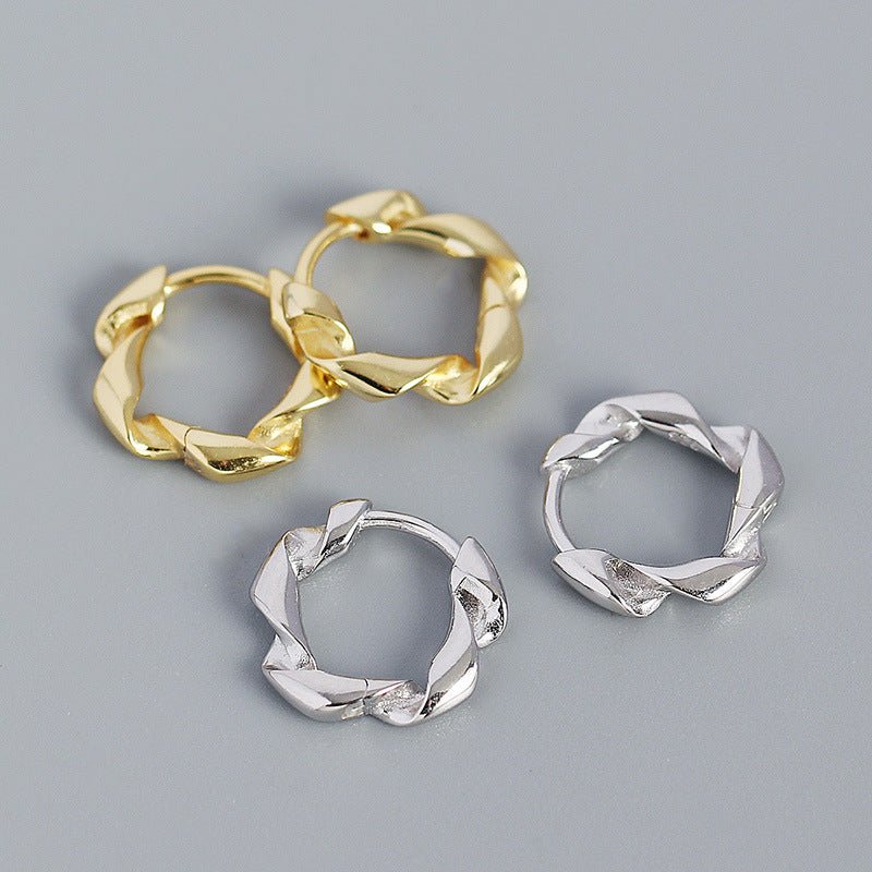 Holiday Twisted Circle 925 Sterling Silver Huggie Hoop Earrings - KIAHMILLA